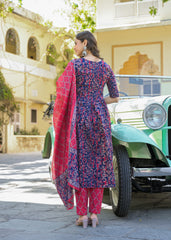 Indira – Navy Pink Suit Set