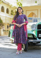 Indira – Navy Pink Suit Set