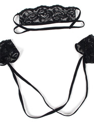 Ethereal Lace Ensemble - Three-Piece Black Lace Lingerie Set