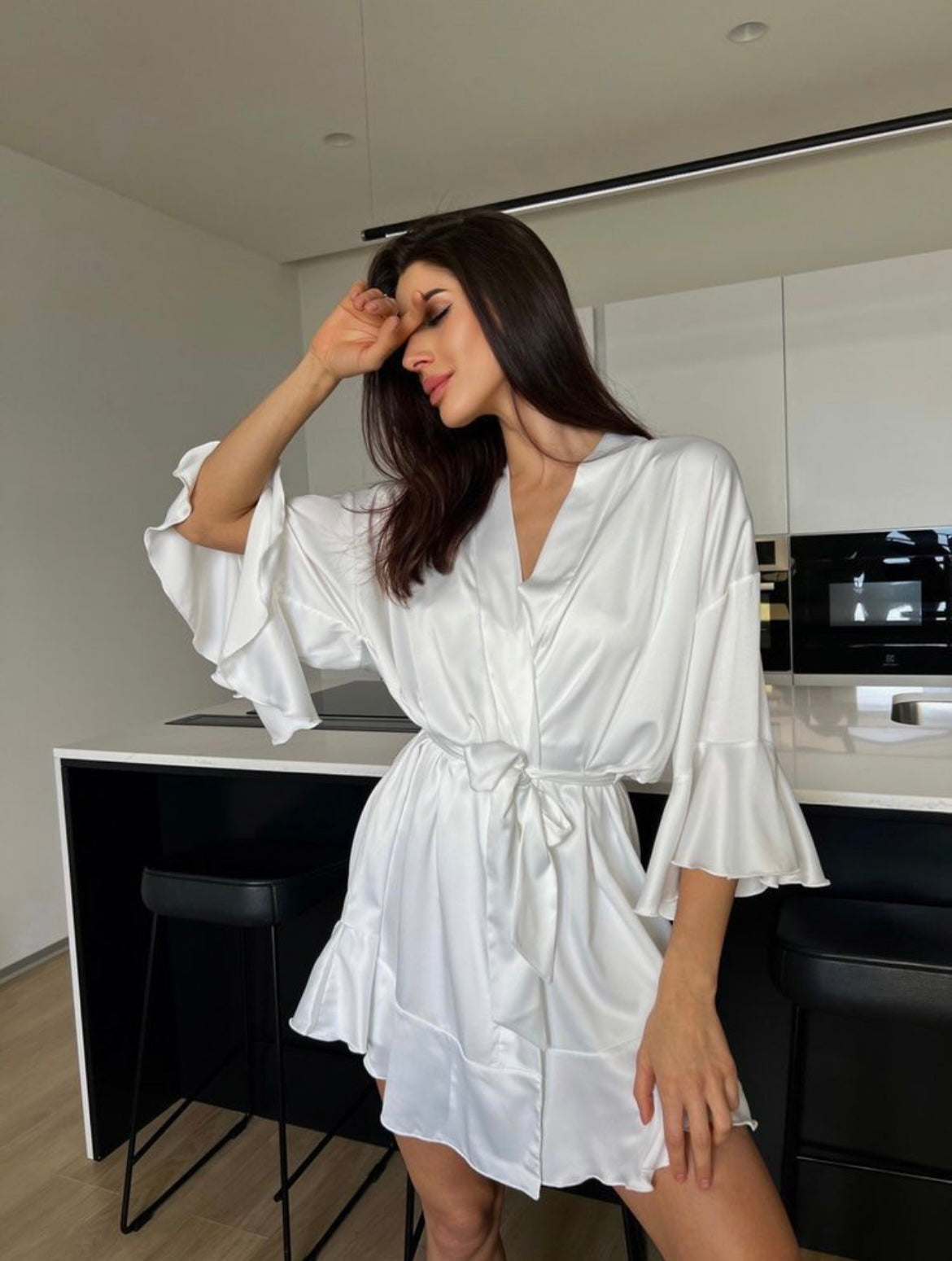 Pearl Satin Robe Dress