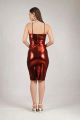 Red Metalic Bodycone Dress