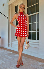 Ruby Polka Halter Mini Dress