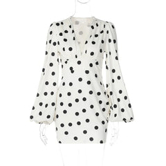 Luna Polka V-Neck Mini Dress