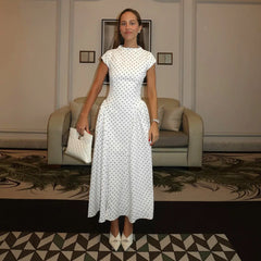 Aurora Polka Flare Midi Dress