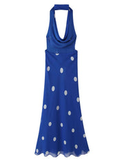 Celeste Polka Halter Maxi Dress