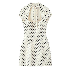 Elara Polka Tie-Neck Mini Dress