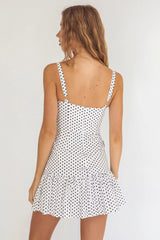 Luna Polka Ruched Mini Dress