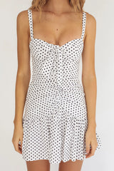 Luna Polka Ruched Mini Dress