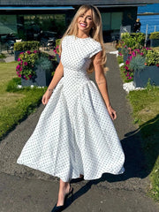 Aurora Polka Flare Midi Dress