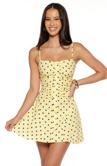 Daisy Polka Ruched Mini Dress