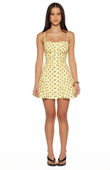 Daisy Polka Ruched Mini Dress