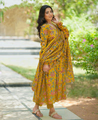 Kanakbala – Mustard Floral Suit Set