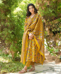 Kanakbala – Mustard Floral Suit Set