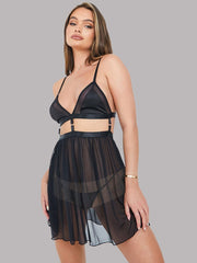 Illusion Mesh 2-Piece Black Lingerie Set