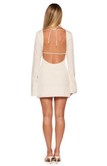 Elara Polka Open-Back Mini Dress