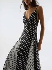 Aria Polka Contrast Maxi Dress