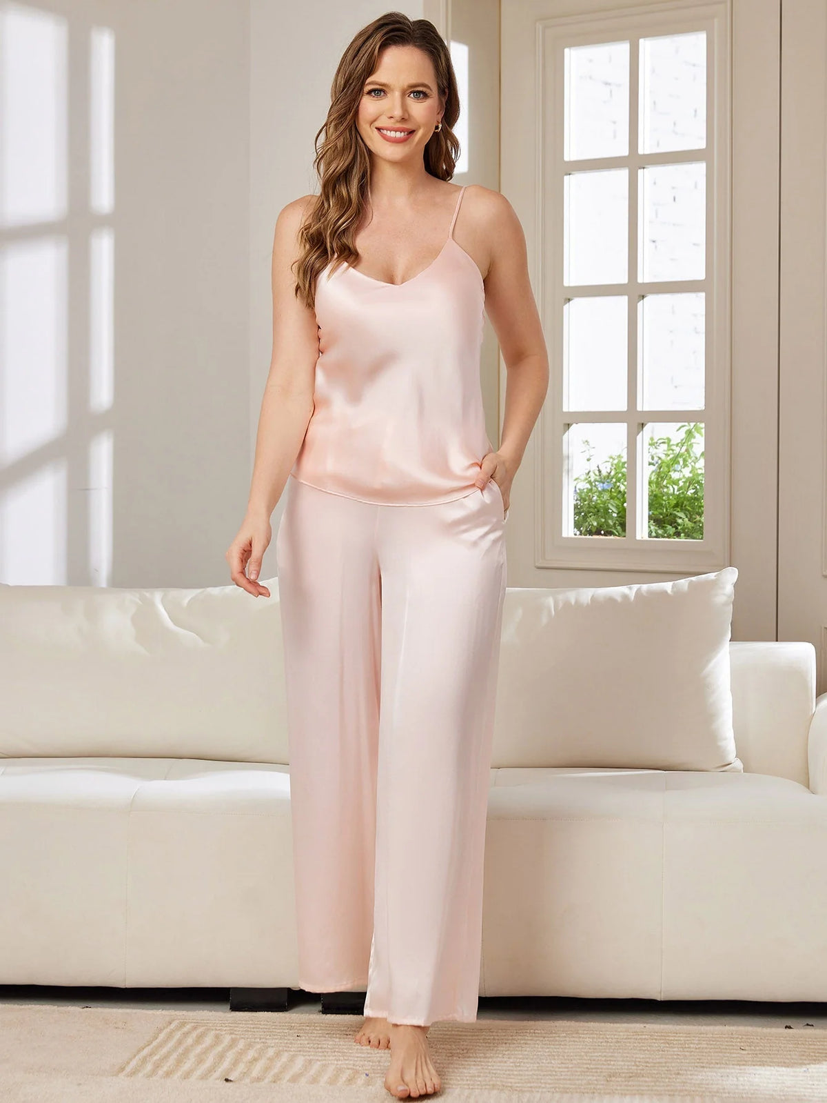 Rose Blush Satin Cami Set