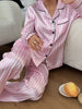 Pink Candy Stripe Satin Pajama Set