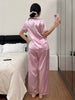 Pink Stripe Satin Half Sleeve Set