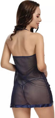 Midnight Seduction Satin Trim Babydoll Lingerie – Black