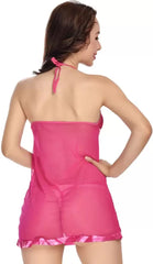 Rosy Desire Satin Trim Babydoll Lingerie – Hot Pink