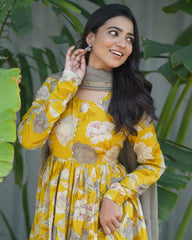 Mustard Blossom – Floral Kurta Set