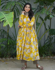 Mustard Blossom – Floral Kurta Set