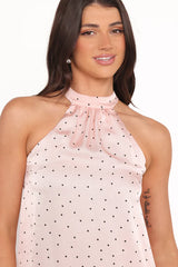 Rosalie Polka Halter Mini Dress