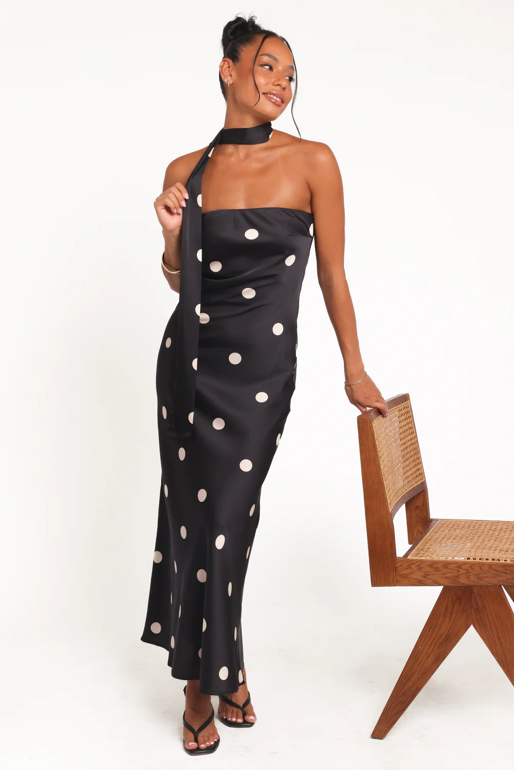Luna Polka Strapless Maxi Dress