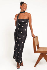 Luna Polka Strapless Maxi Dress