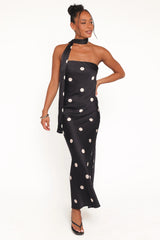 Luna Polka Strapless Maxi Dress