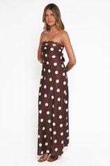 Sienna Polka Strapless Maxi Dress