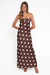 Sienna Polka Strapless Maxi Dress