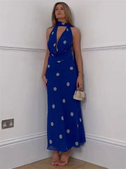 Celeste Polka Halter Maxi Dress