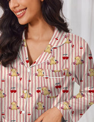 Teddy Cherry Satin Pajama Set